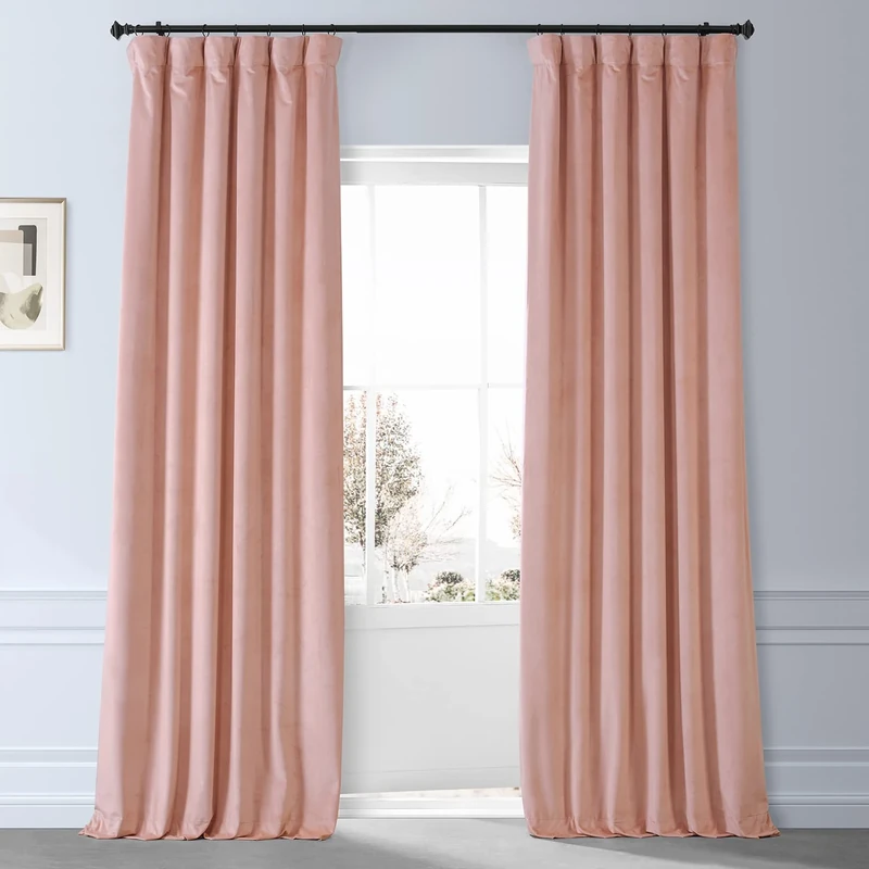 HPD Half Price Drapes Blackout Solid Thermal Insulated Window Curtain 50 X 108 Signature Plush Velvet Curtains for Bedroom & Living Room (1 Panel), VPYC-SBO198601-108, Apricot Blossom