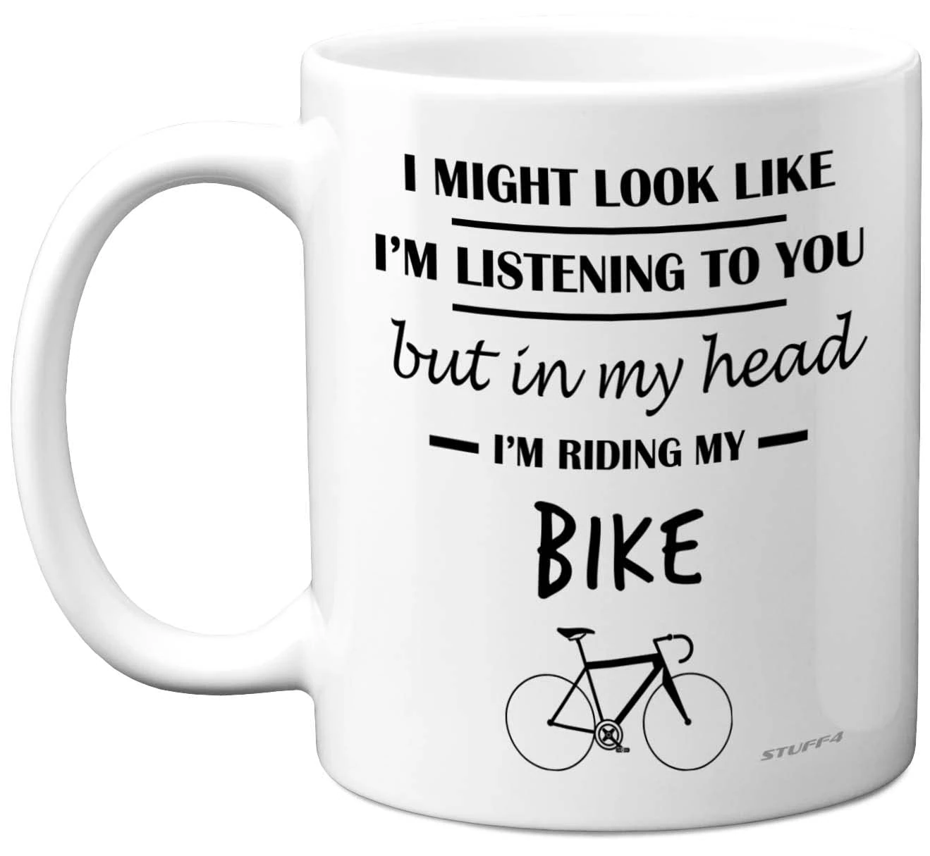 Stuff4 Cycling Gifts for Men Women - in My Head I'm Riding My Bike - Funny Gifts for Cyclists, Biker Mens Mountain Bike 11oz Ceramic Dishwasher Safe Premium Mugs Cup