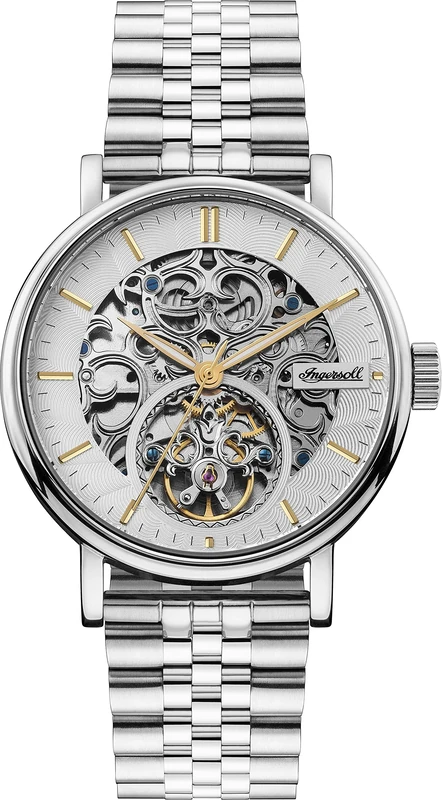 Ingersoll 1892 The Charles Mens 44mm Automatic Watch with Silver Skeleton Dial and Silver Stainless Steel Bracelet I05803B