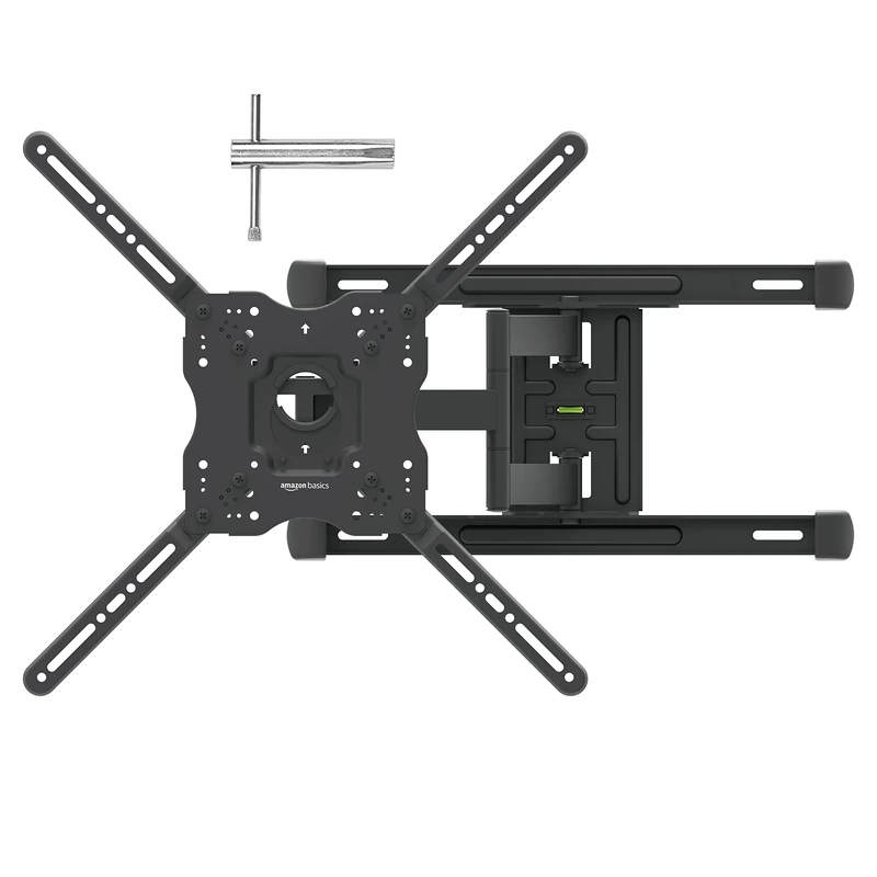 Amazon Basics Full-Motion TV Wall Mount With Horizontal Post-Installation Levelling For 81 to 219 cm TVs, Black