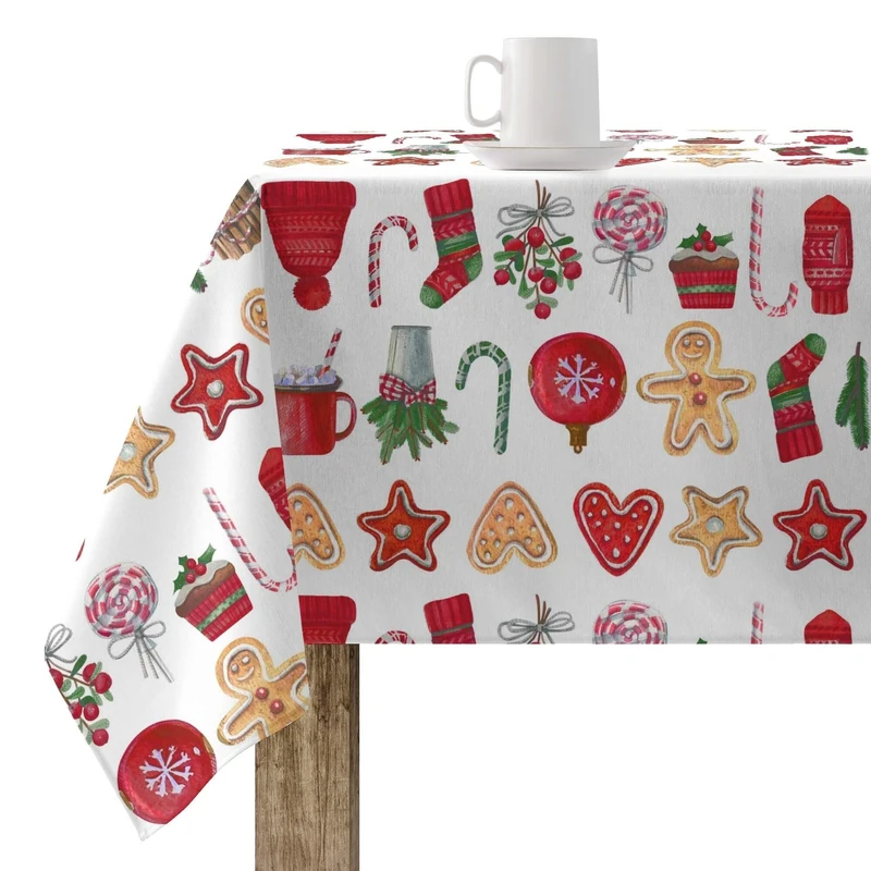 BELUM | Christmas Tablecloth | Stain-Resistant Rectangular Table Cloth | Resin Tablecloth (Laminated Touch) | Table Cloth | Home Table Cloth (140 x 140 cm)
