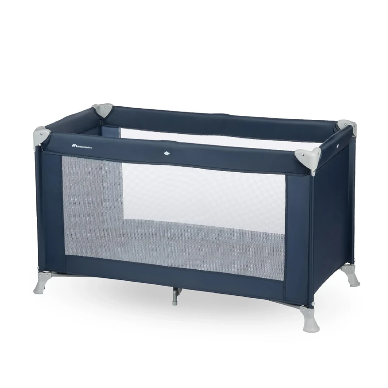Bebeconfort Soft Dreams Travel Cot, Foldable Children's Travel Cot with Transport Bag, Height Adjustable and Including Mattress, Can be Used from Birth to Approx. 3.5 Years (up to 15 kg), Navy Blue