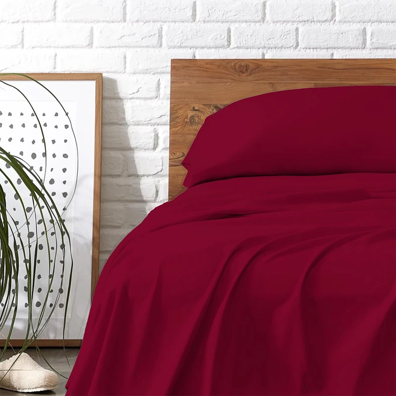 Carressa Linen 100% Egyptian Cotton Twin Sheets Set - 800 Series Tulips Collection Egyptian Cotton Twin Sheet Set (3 PC, Red), Soft, 16" Deep Pocket Sateen Weave Luxury Hotel Bed Sheet