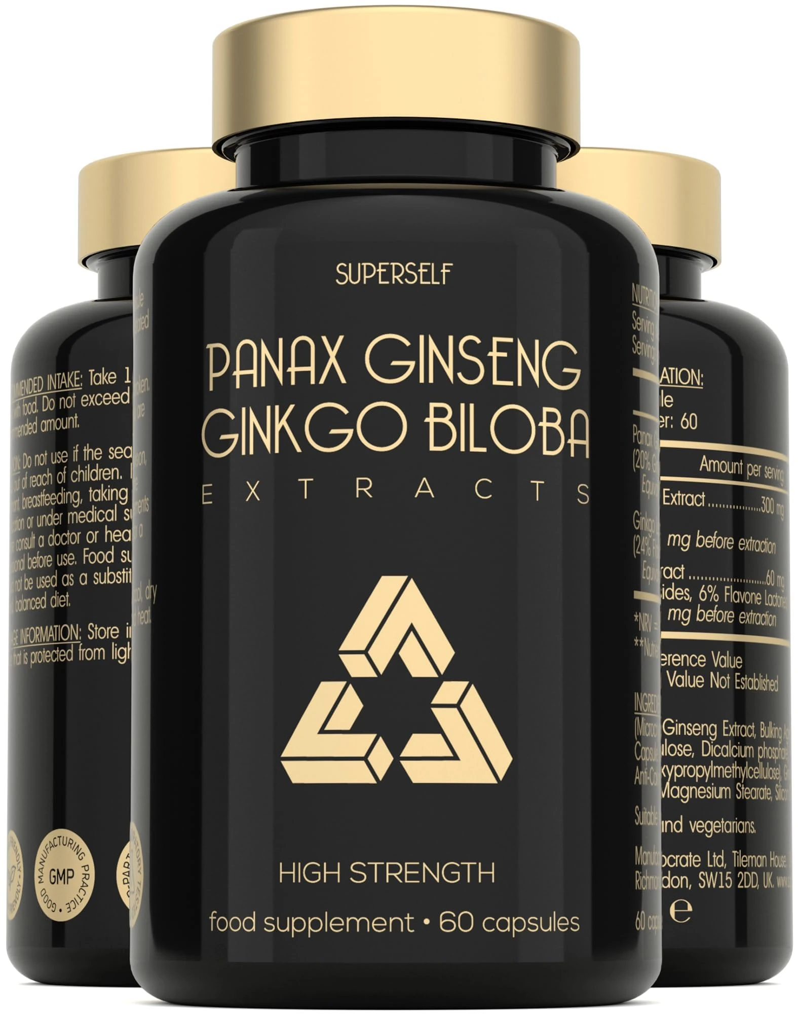 Panax Ginseng Capsules High Strength - 6000mg Korean Red Ginseng & Ginkgo Biloba for Natural Energy & Focus - Vegan & UK Made - 60 Tablets One-a-Day - Premium Ginseng Root Supplements for Men & Women