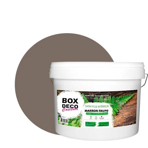 BOX DECO COULEURS Natural Eco-Friendly Satin-Look Wall Paint for Interior - 10 L / 13 m² - Brown Taupe - Image 1