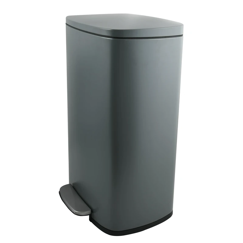 Spirella Rubbish Bin, 50 Litres, Soft Close, Plastic Inner Bucket, Pedal Bin for Kitchen, Grey