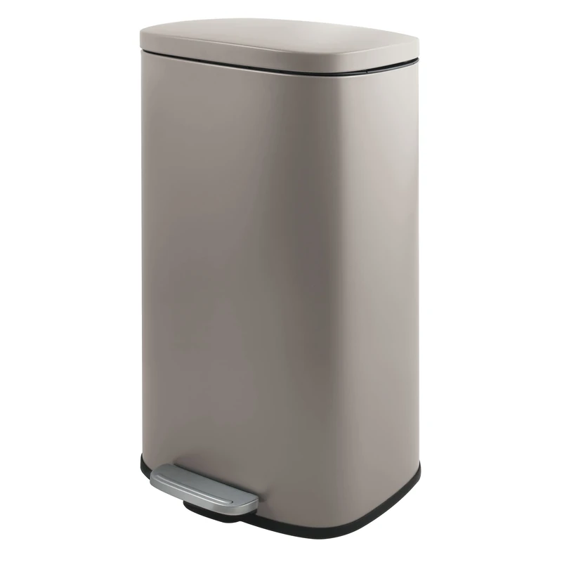 Spirella SP2710 50 Litre Kitchen Trash Bin, Soft Close, Plastic Interior, Pedal, Grey, Taupe