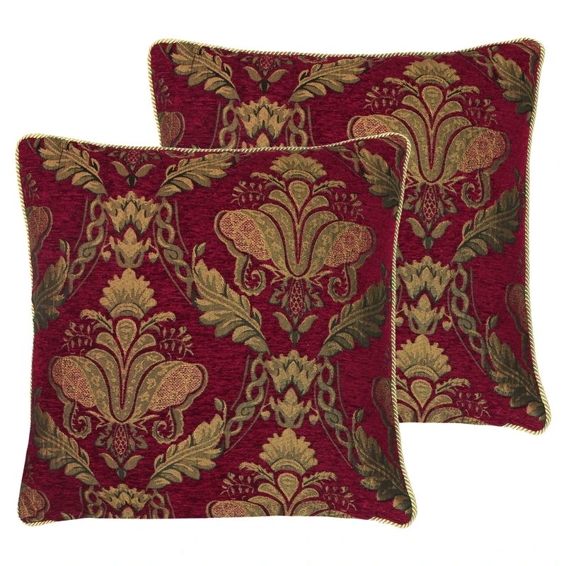 Riva Paoletti Shiraz Polyester Filled Cushions (Twin Pack), Polyester, Burgundy