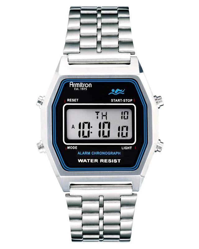 Armitron Sport Retro Digital Chronograph Bracelet Watch,Silver