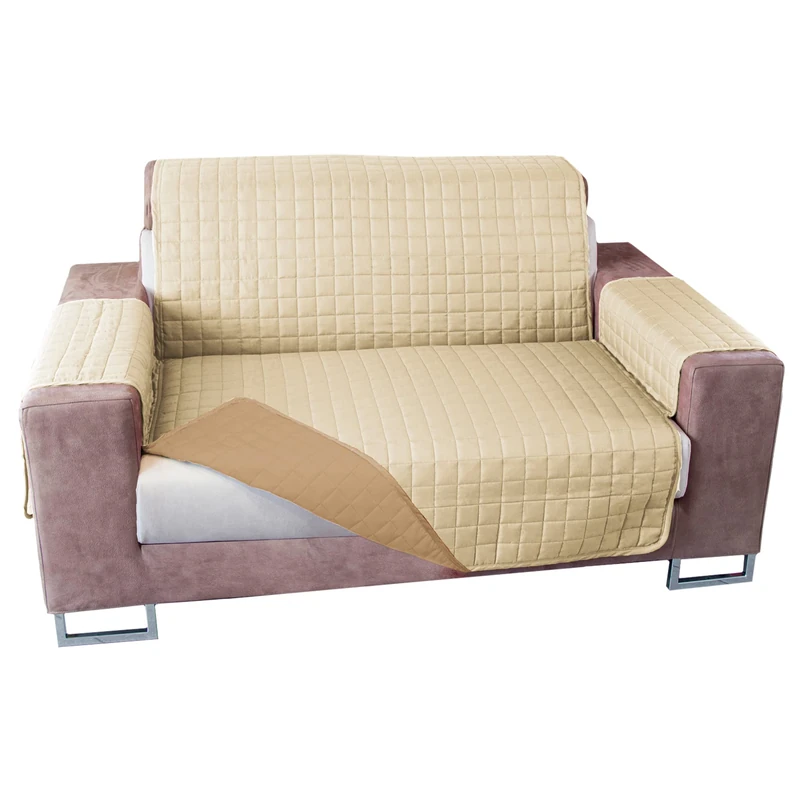 Wellhome WELL HOME MOBILIARIO & DECORACIÓN Versatile Stain Resistant Reversible Sofa Cover 4 Seater Ecru and Sand