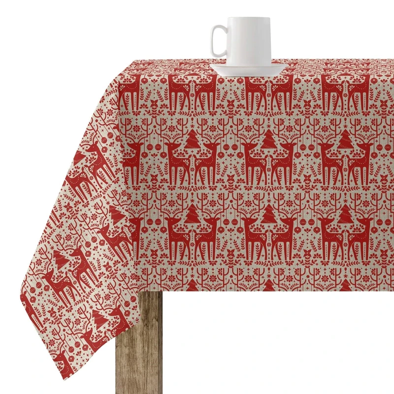 BELUM | Christmas Tablecloth | Stain-Resistant Rectangular Table Cloth | Resin Tablecloth (Laminated Feel) | Table Cloth | Home Table Cloth (100 x 140 cm)