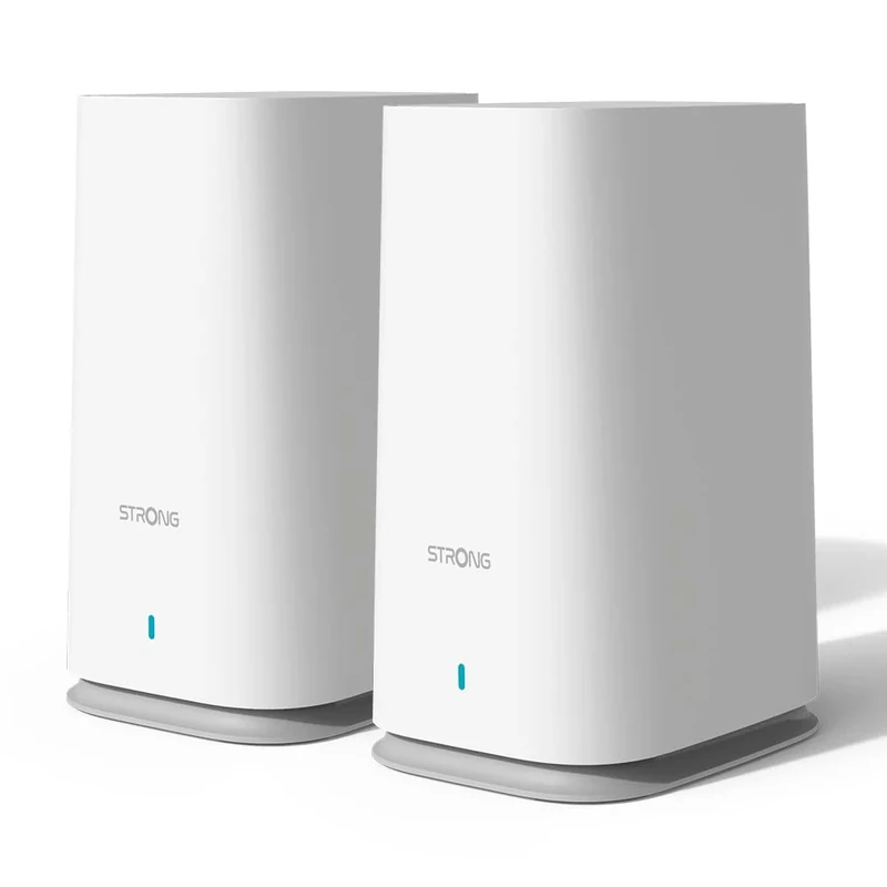 STRONG Atria Wi-Fi Mesh Home Kit 2100, WLAN Amplifier, Repeater, 200 m² Coverage, 2100 Mbit/s, 2.4 GHz + 5 GHz, 3 x Gigabit LAN/WAN Ethernet Ports, White