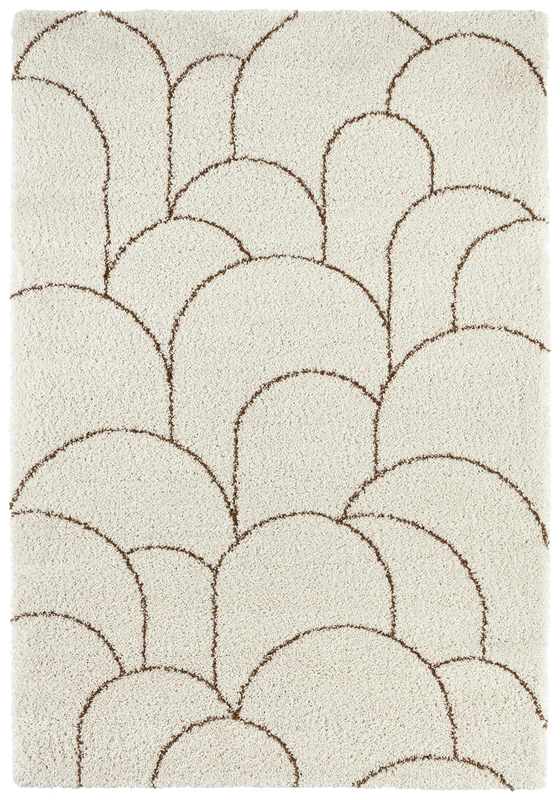 Mint Rugs Thane High Pile Rug (80 x 150 cm, Modern Graphic Design, 100% Polypropylene, Tightly Woven and Soft Pile, Perfect for Any Living Area, Suitable for Underfloor Heating) Cream, Brown