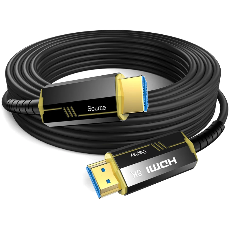 Long HDMI Cable Fiber Optic 15M, 8K Ultra High Speed 48Gbps HDMI 2.1 Cable Support 8K@60Hz 4K@120Hz HDR eARC Dolby Atmos HDCP 2.2/2.3 for Laptop, Monitor, PS5, PS4, Xbox One, Fire TV, Apple TV PC