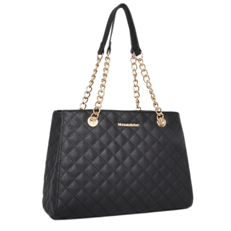 Montana West MEDIUM Chain Shoulder Bag for Women Hobo Handbags Tote Purse, 040black, L - Image 1