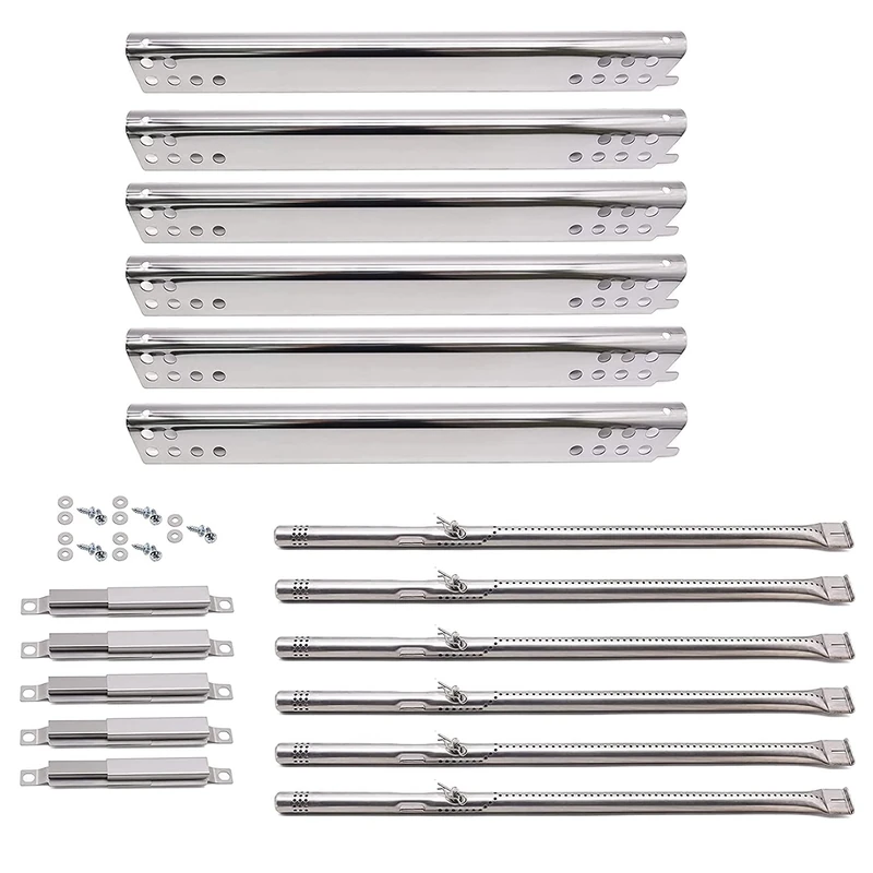Yiming Grill Replacement Parts for Charbroil Advantage Series 6 Burner 463235815, 463240115, 463344015, 463433016 463343015 Models. Stainless Pipe Burner, Heat Plate, Carryover Tube Kit. - Image 1