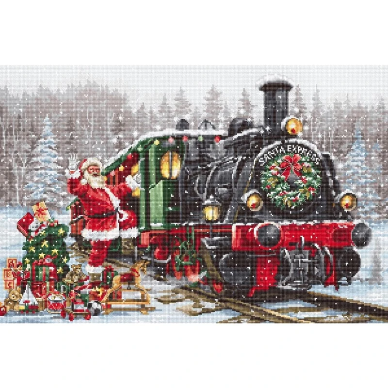 LUCAS-S Santa Express Counted Cross Stitch Kit, 42 x 28 cm