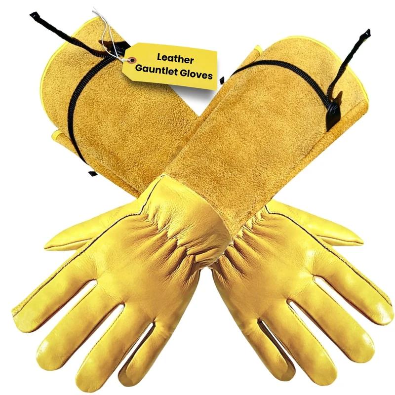 ITC Gauntlet Gardening Gloves, Leather Garden Gloves for Men & Women, Heavy Duty Long-Sleeve Gloves for Brambles, Rose Pruning & Outdoor Work