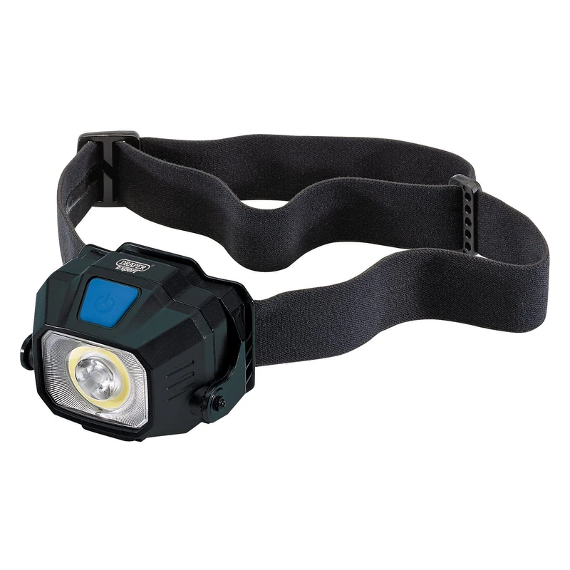 Draper 65689 COB LED SMD LED Wireless/USB Rechargeable Head Torch, 6W, 400 Lumens, USB-C Cable Supplied Black One Size