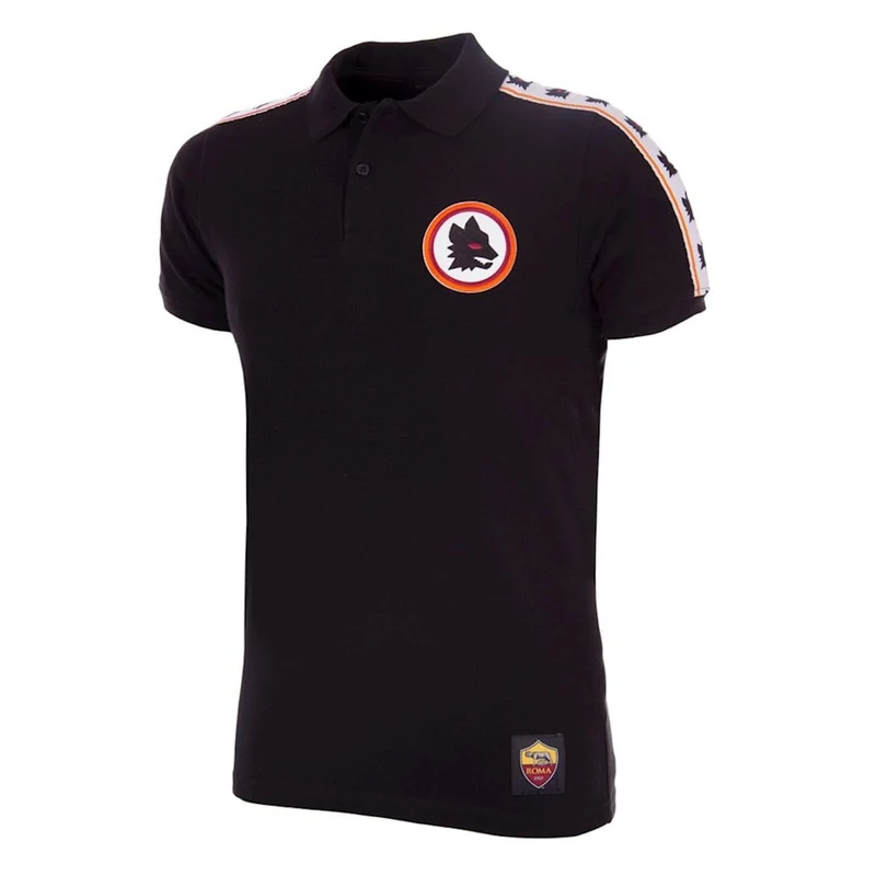 AS Roma Taper Polo Shirt - m Black