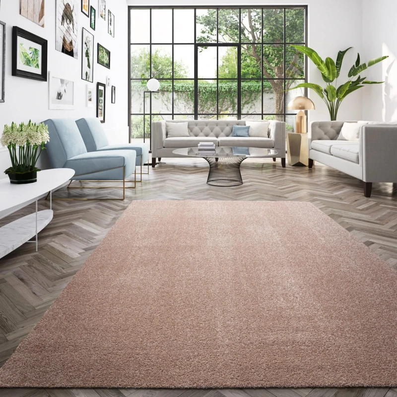 BALTA Washable Rug, Also Suitable for the Washing Machine, Plain Rug for Living Room - Bedroom, Suitable for Underfloor Heating, Recyclable, Easy Care, 100% Polypropylene, 120 x 170 cm, Pink