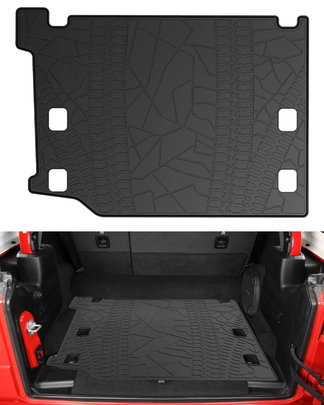 JOYTUTUS Cargo Mats fits Wrangler JLU 4XE, All-Weather Protection Cargo Mats Trunk Liner Vehicle Carpet Heavy Duty Waterproof Odorless Durable fits Wrangler JLU 4XE 2021 2022