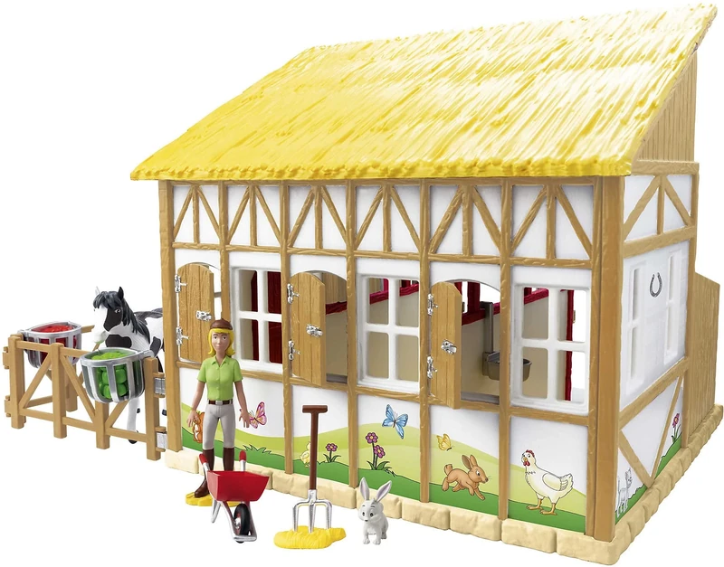 CRAZE Bibi and Tina Toy Horse Stable Set Martinshof Play Set with Horses Toy Figures and Horses Accessories Riding Farm Toy from 3 Years 35009
