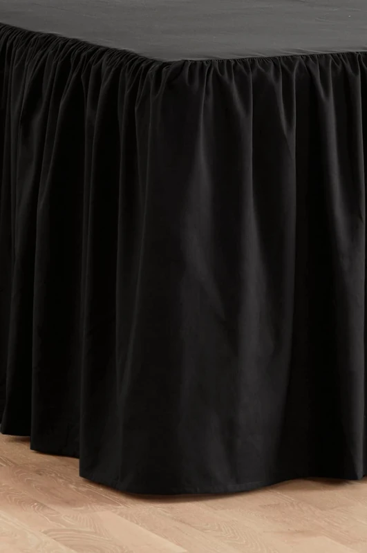 Jotex Zack Valance Bed Skirt Organic Cotton Bed Skirt, Height 60 cm - Grey Black, 140 x 200 cm