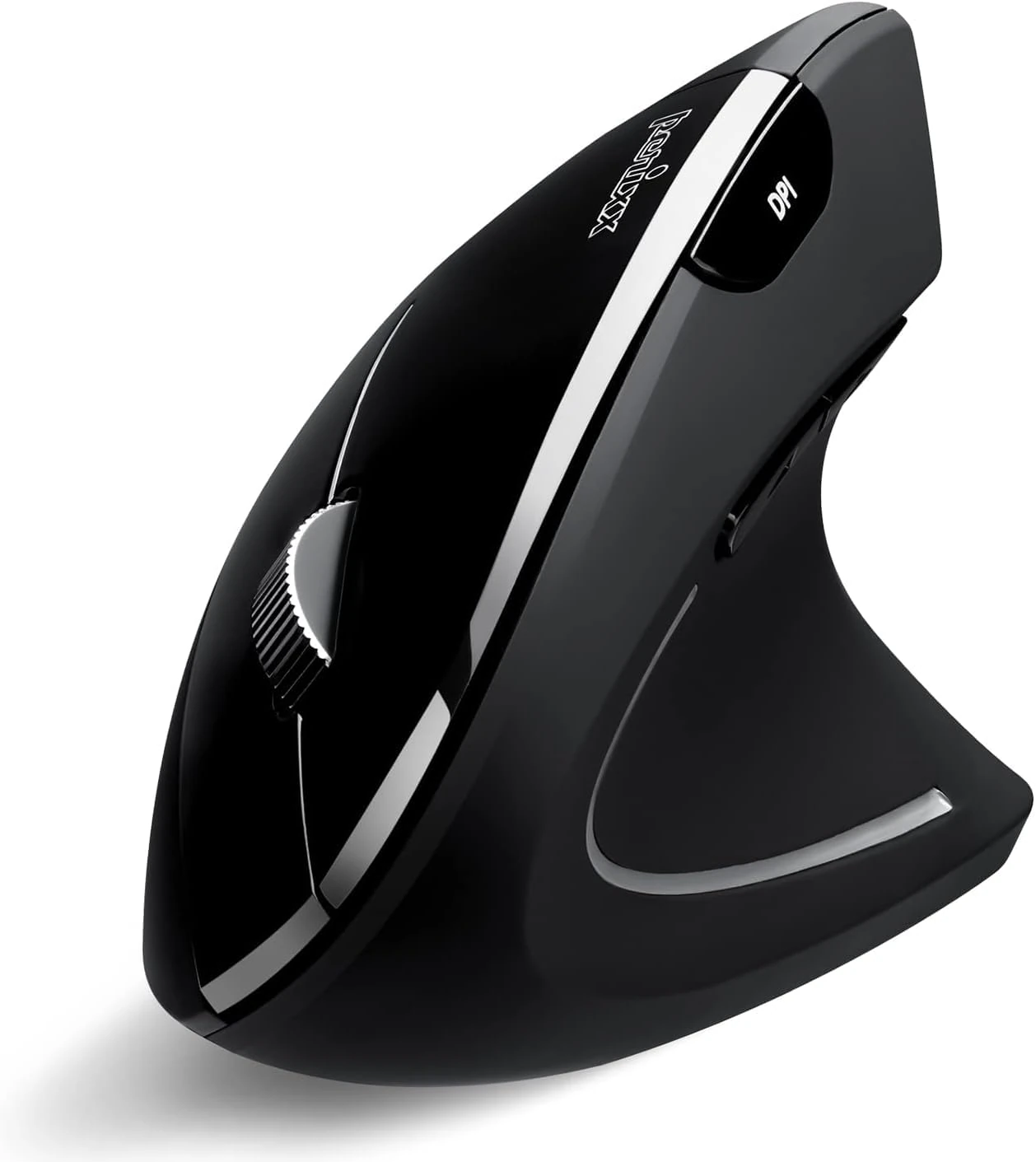 Perixx PERIMICE-813B Bluetooth Vertical Mouse, Wireless 3-in-1 Multi-Device Technology, Travelling Carry Bag Size, Right Handed, Black