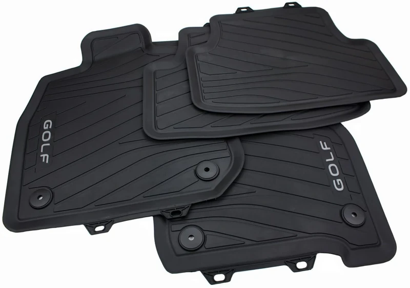 Volkswagen 5H9061500A82V Rubber Floor Mats, Premium All-Weather Mats, 4 x Rubber Mats Only for Variant/Alltrack Only for Mild-Hybrid/MHEV (PR Code 0K4), Black, Golf 8 Variant Hybrid