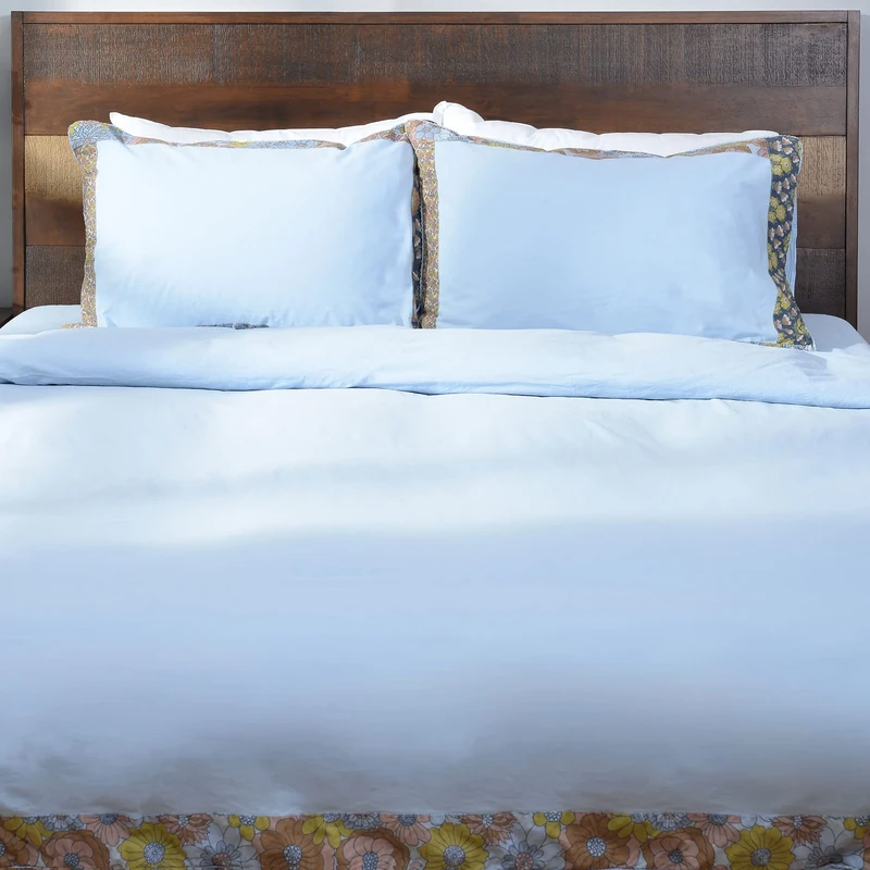 Deco Mex Margaret 4-Piece Bed Linen Set 200 x 220 cm Blue Bedding Bed Covers Double Bed