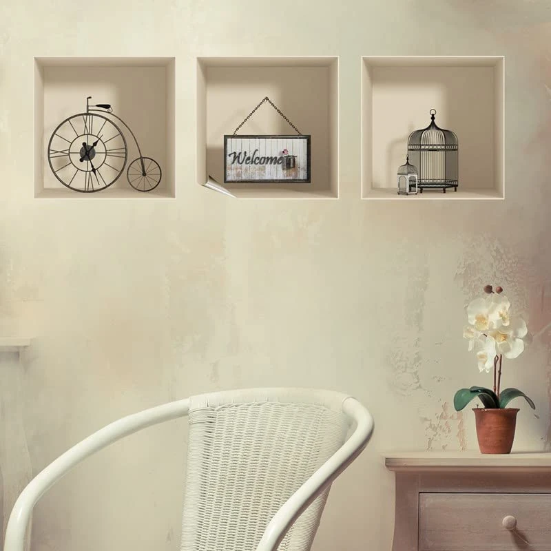 3D Adhesive Stickers | Vintage Welcome Effect 3D Wall Stickers - Adult Bedroom Wall Stickers - 3D Wall Stickers - Living Room Decoration - Wall Stickers - 40 x 120 cm