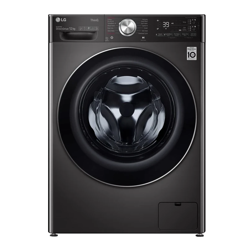 LG V4 F4V1112BTSA EZDispense 12kg Freestanding Washing Machine Black Steel