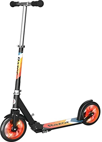 Razor A5 Lux Light-Up Kick Scooter, Orange, Lighted Large Wheels, Folding Scooter for Riders Up to 220 lbs