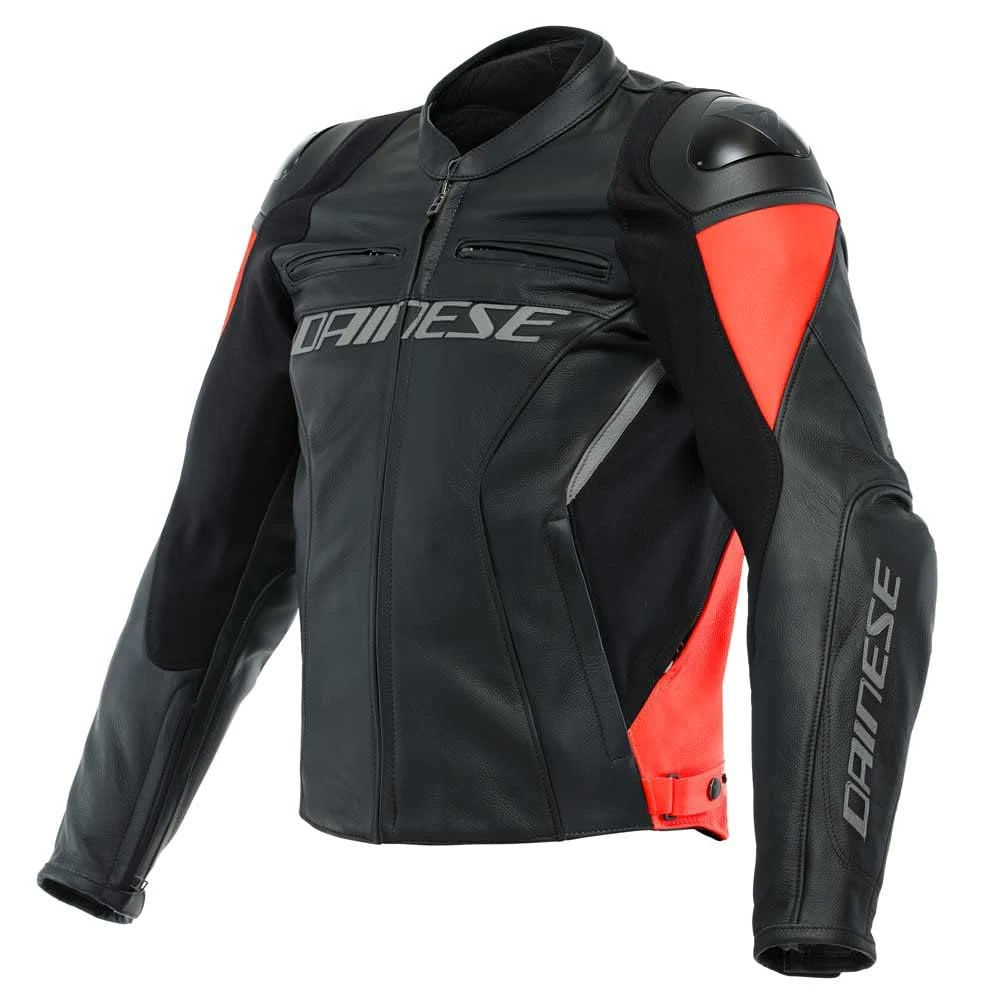 Dainese Racing 4 Motorcycle Leather Jacket, Black/Red, 48