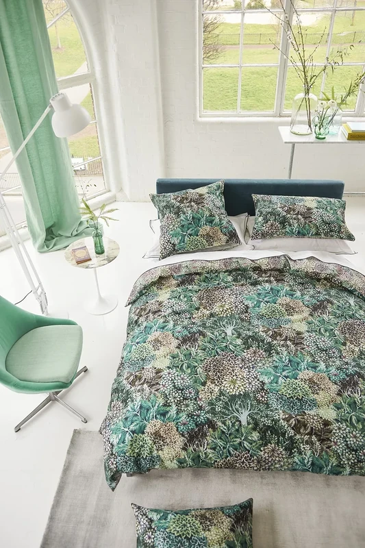 Cotton Satin Duvet Cover, Madhya Azure