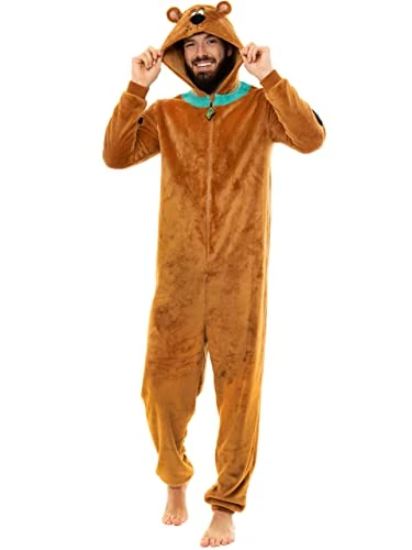 Scooby-Doo! Men's Onesie - 3D Ear Hood, Cuffed Sleeves, Soft Fluff