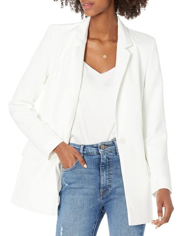 The Drop Women's Blake Long Blazer, Ivory, 5XL Plus