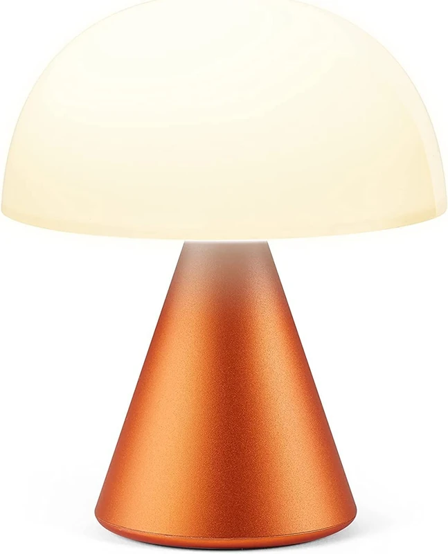 Lexon Mina M Mushroom Lamp - Portable Bedside Light for Bedrooms, Kids & Nursery - 9 LED Color Rechargeable Table Lamp with 24h Light & Dimmer, Medium - Orange