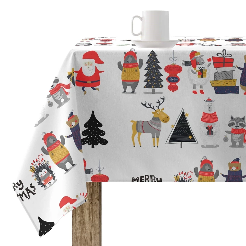 BELUM | Christmas Tablecloth | Stain-Resistant Rectangular Table Cloth | Resin Tablecloth (Laminated Touch) | Table Cloth | Home Table Cloth (140 x 140 cm)