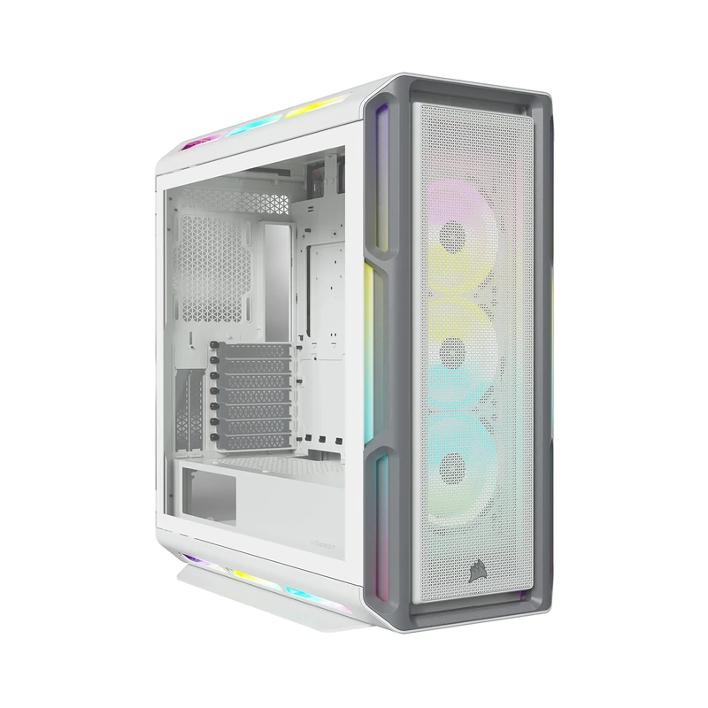 Corsair iCUE 5000T RGB Mid-Tower ATX PC Case (208 Individually Addressable RGB LEDs, Fits Multiple 360mm Radiators, Three CORSAIR LL120 RGB Fans & COMMANDER CORE XT Controller Included) White
