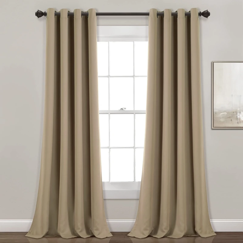 Lush Décor Insulated Grommet Blackout Window Curtain Panels Mocha 52X84 Set