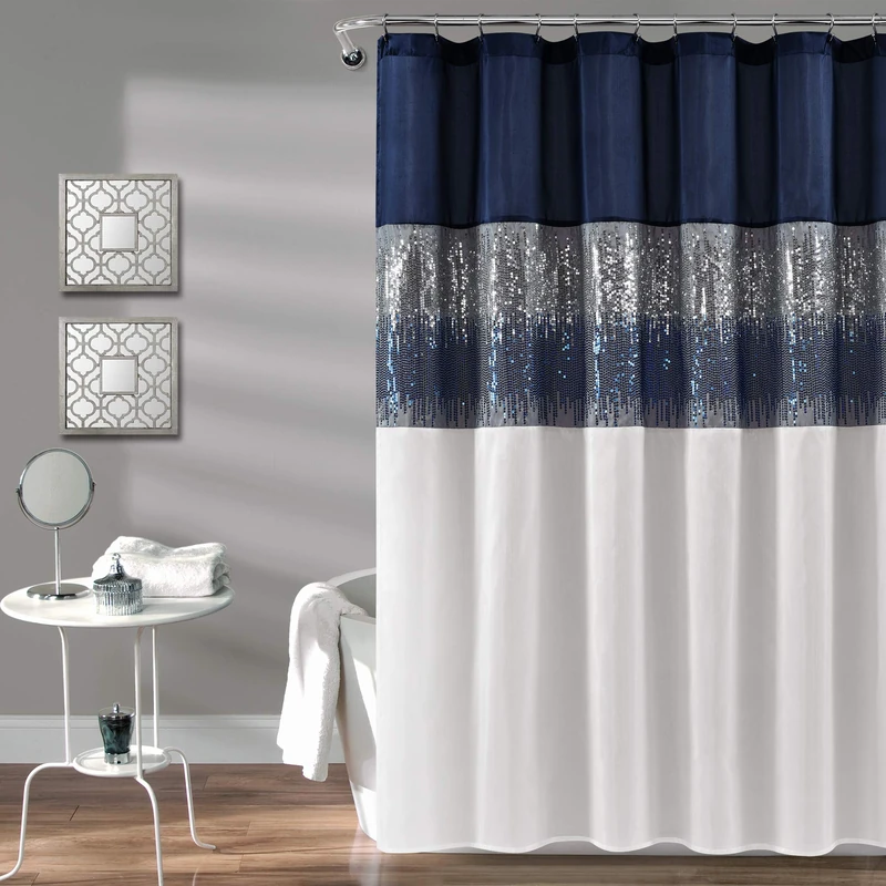 Lush Decor Night Sky Shower Curtain Navy/White Single 72X78