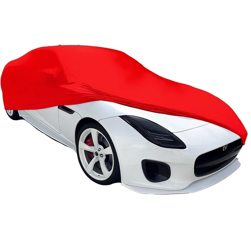 Jaguar F-Type Indoor Car Cover Ultraguard Stretch Satin - The Ultimate Custom Fit for 2010-2024 Jaguar F-Type R75, 75, R-Dynamic, SVR Coupe & Convertible (Red)
