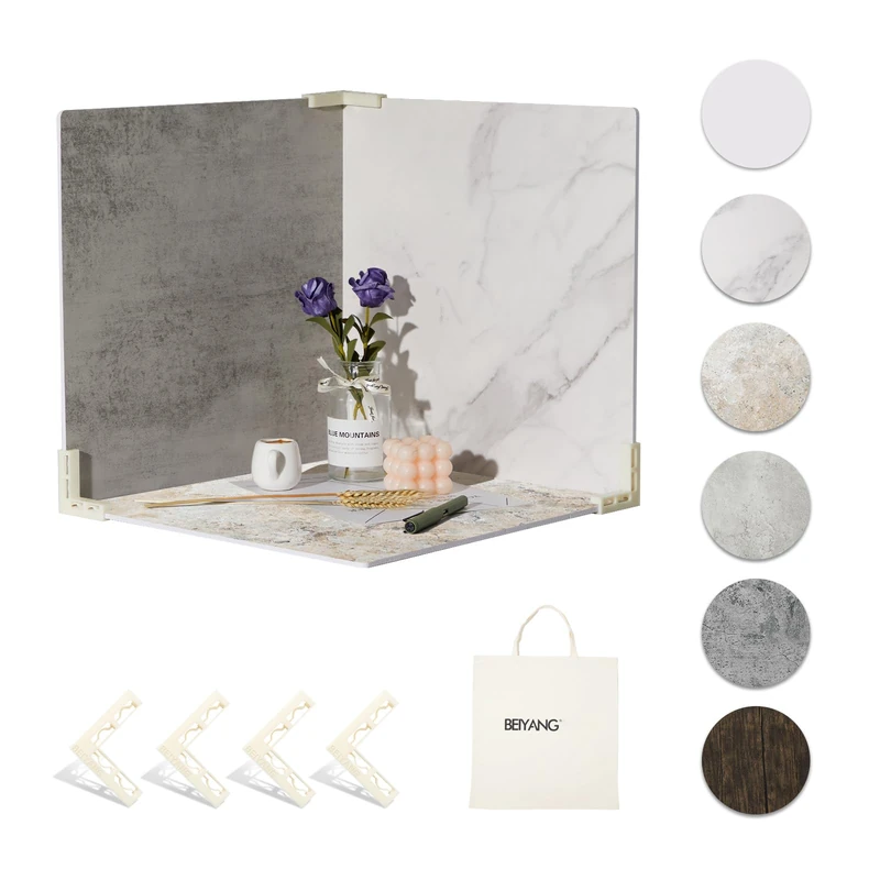 5PCS Photo Backdrop Boards with Carry Bag, 16x16Inch Marble Cement Wooden Photography Background for Food Photography, EOAJAFOU