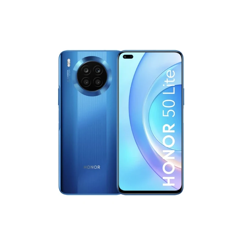 HONOR 50 Lite Mobile Phone, SIM-Free Unlocked Smartphone with 64MP Quad Camera, 66W Supercharge, 6.67” Full View Display, Dual Sim, NFC, 6+128GB（2 Year Warranty）