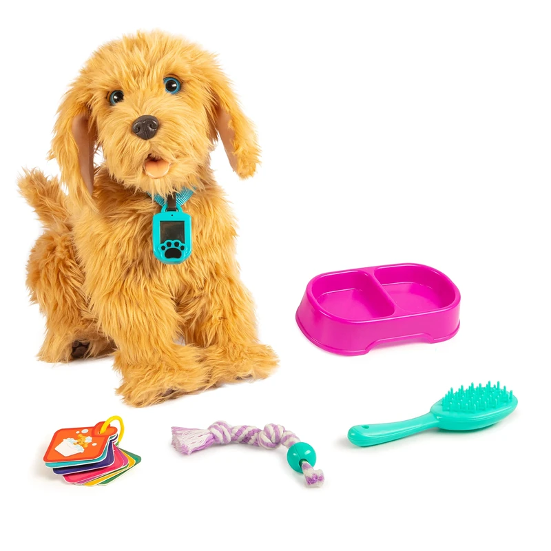 Joy Toy MOJI - The Large Interactive Labradoodle Puppy with 150 Responses - Cuddly Dog Responds to Voice Commands, Touch and Cards Included - 35cm - Image 1