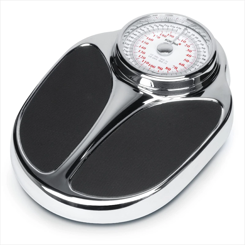 Korona 77776 THEO Mechanical Personal Scales | Load Capacity 200 kg | Graduation 1 kg | Extra Large Full View Scale | Very Large, Non-Slip Weighing Surface | High-Quality Chrome Applications