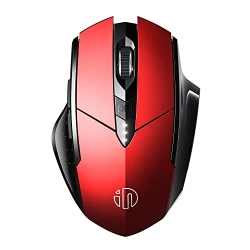 INPHIC Bluetooth Mouse, [Upgraded] Multi-Device Silent Rechargeable Bluetooth Wireless Mouse (Tri-Mode: BT 5.0/4.0+2.4G), 1600DPI Ergonomic Portable Mouse for Laptop PC Computer Mac, Red