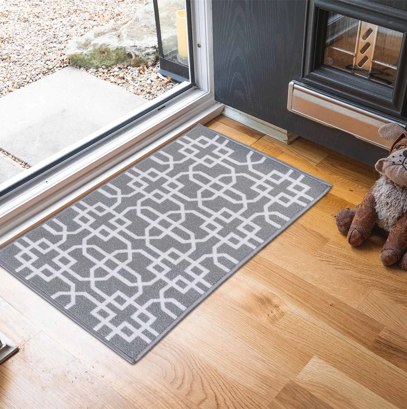 Washable Door Mat Kitchen Mats Non Slip Cubed Trellis Design Hall Runner- Indoor Door Mat - Hallway-Passage Corridor Doormats - Floor Mat